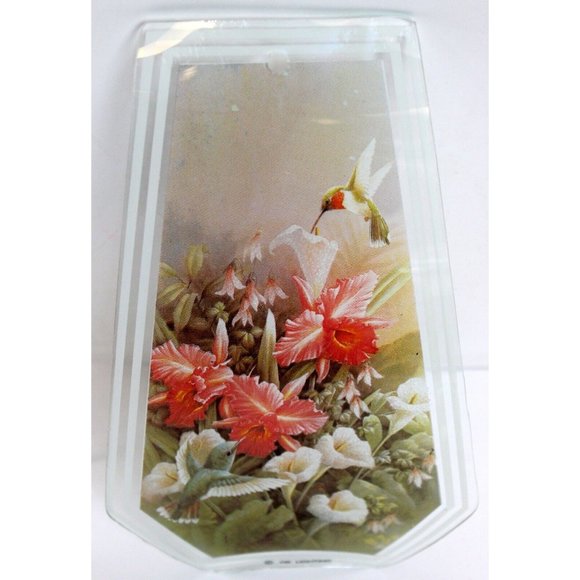 Touch Lamp OK Lighting Replacement Glass Panel Hummingbird Red Flower Orchids - Picture 2 of 6